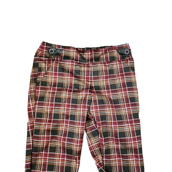 Vintage Y2K  Pants Womens Size L Red Stretch Punk Rock Plaid Taper Leg - Picture 3 of 6